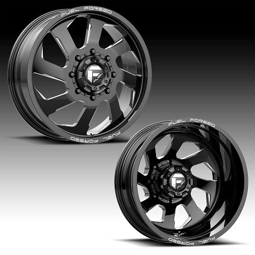 Fuel FF39D 8-Lug Gloss Black Milled Forged Dually Custom Truck Wheels 1